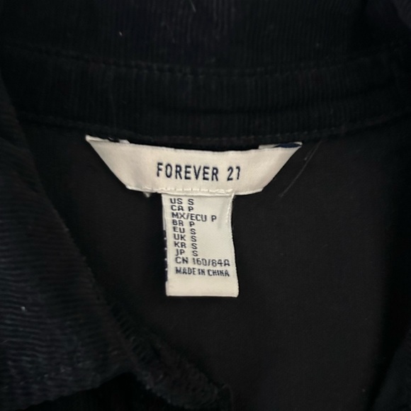 Forever 21 Dress Coat Corduroy Button-Up Black Long Sleeve Black Color Size S - Picture 12 of 13